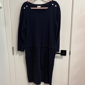 Spartina 449 Navy Long-Sleeve Drawstring Waist Dress